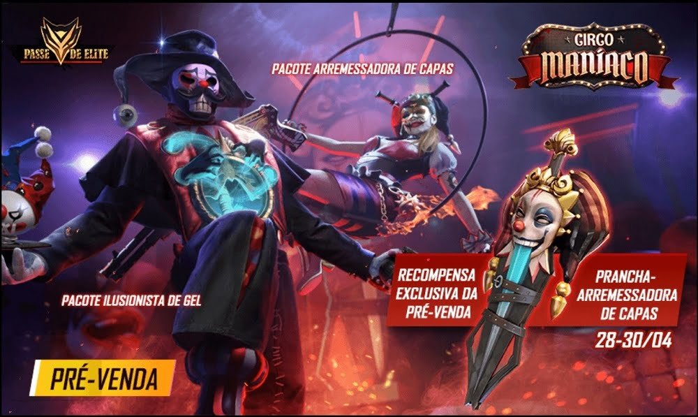 Free Fire: Passe de elite Circo Maníaco entra em pré-venda