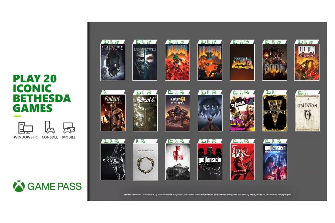 Microsoft adiciona 20 jogos da Bethesda ao catálogo do Game Pass
