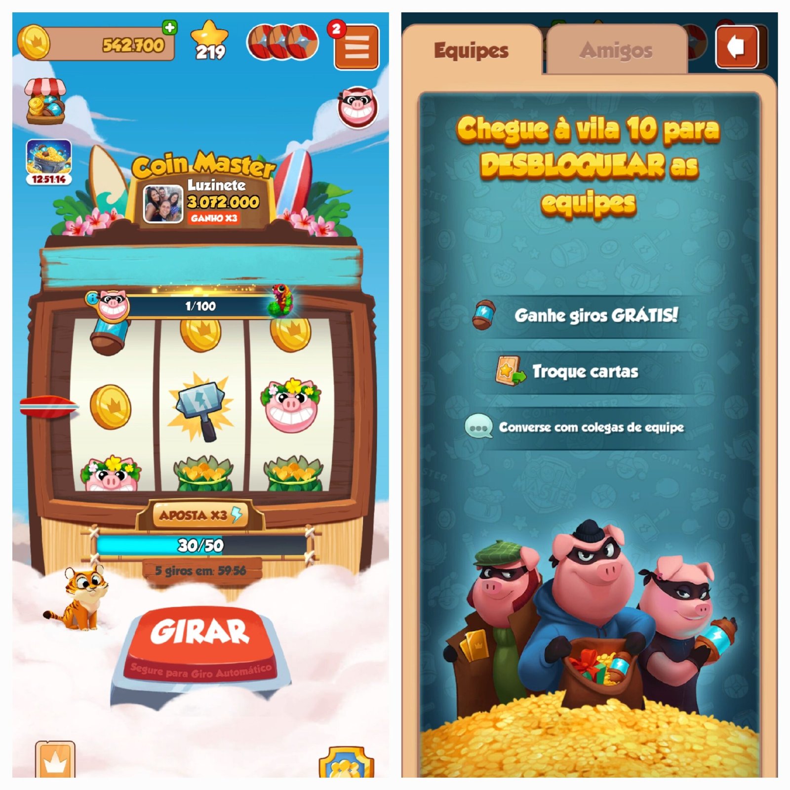 Desapego Games - Coin Master > Vendo Conta Coin Master 119k Giros