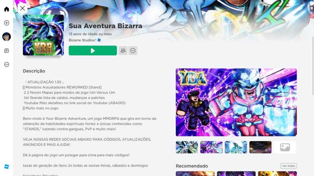 Códigos activos YBA (Your Bizarre Adventure) Setembro 2023