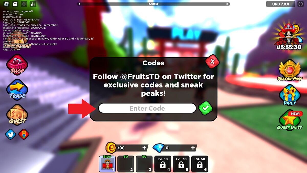 Codigos Fruit Tower Defense