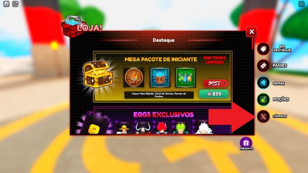 códigos no jogo