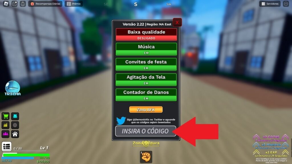 códigos no jogo