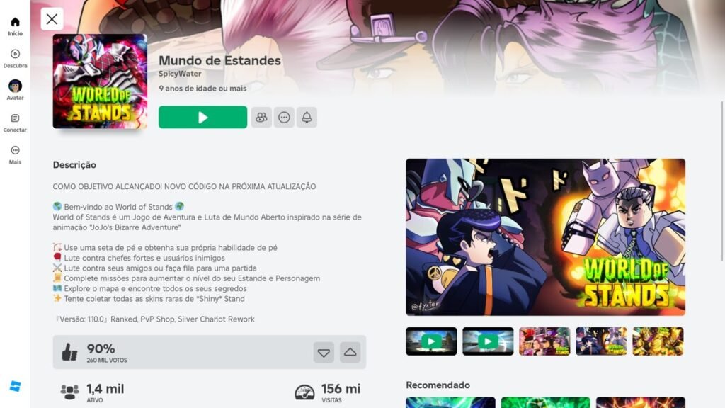 página do jogo