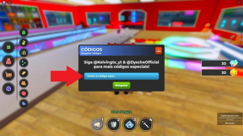 códigos no jogo
