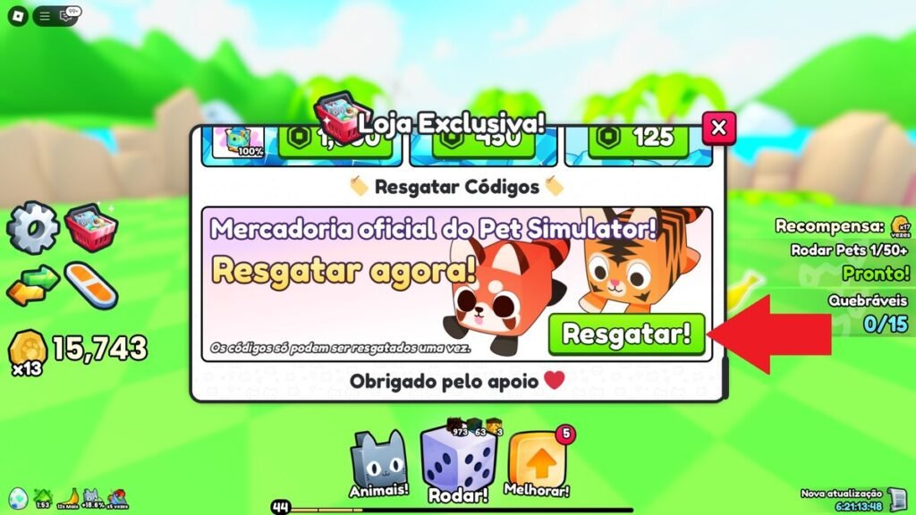 códigos no jogo