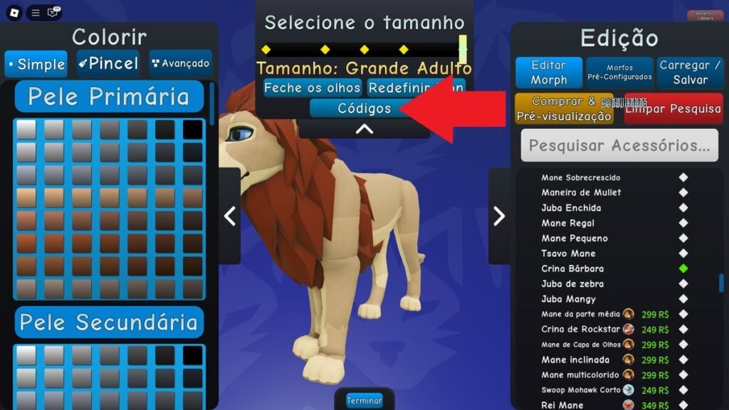 códigos no jogo