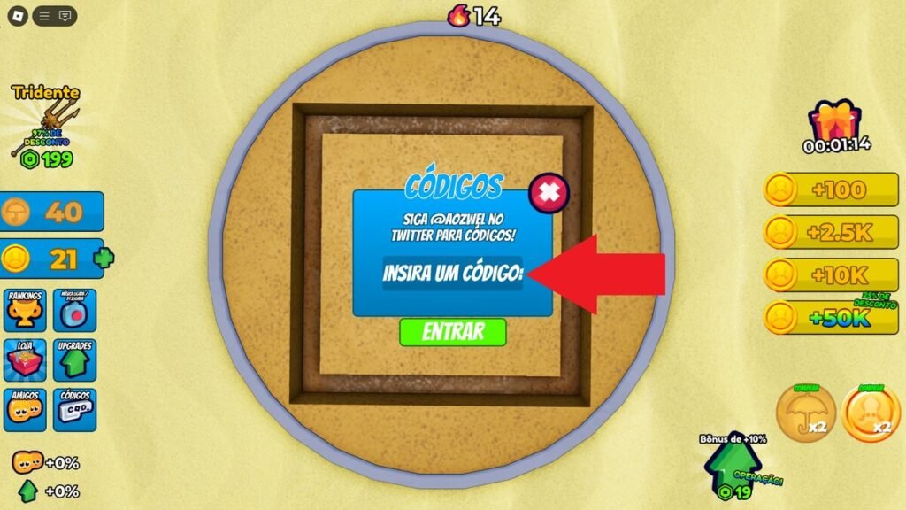 códigos no jogo