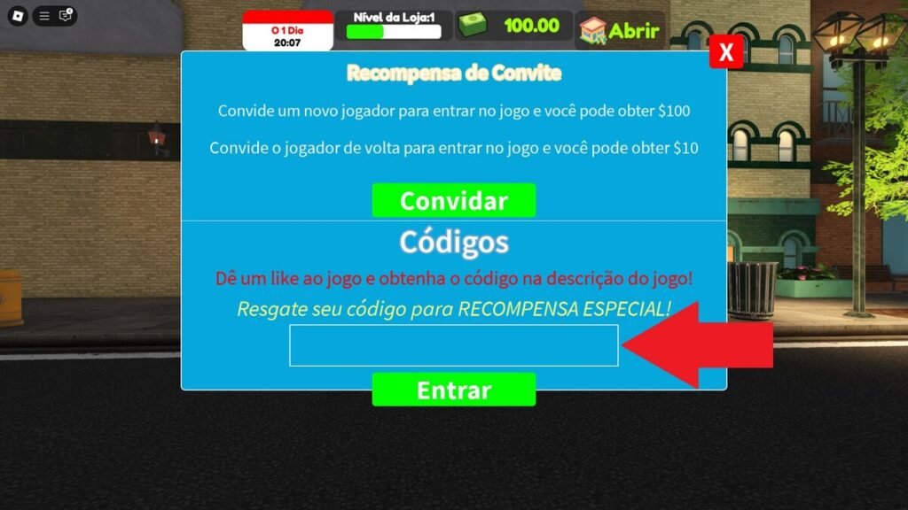 códigos no jogo