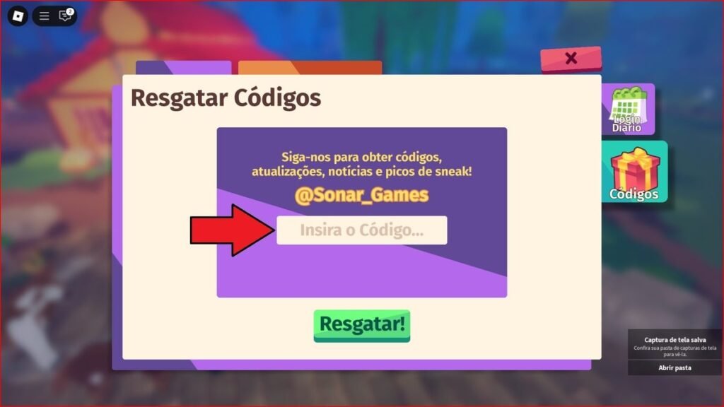 códigos no jogo
