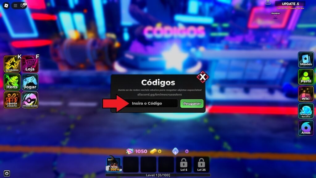 códigos no jogo