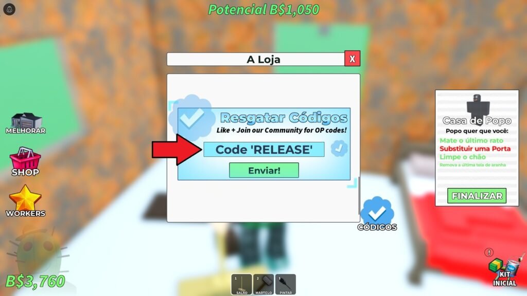 códigos no jogo