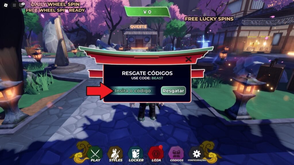 códigos no jogo