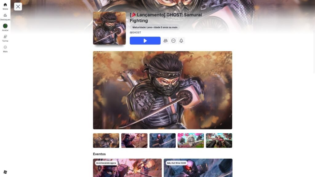 página do jogo no Roblox