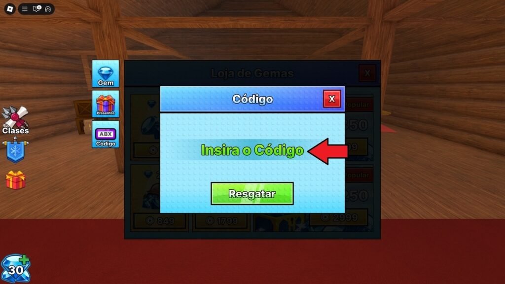 códigos no jogo