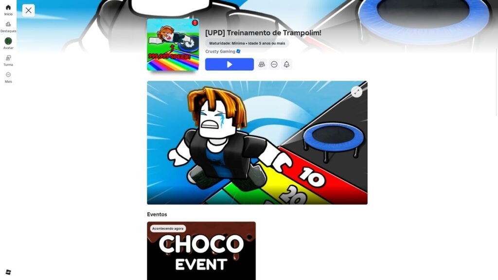 página do jogo no Roblox